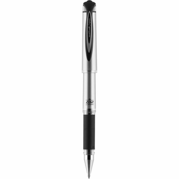 uniball 207 Impact Gel Pens - 1 mm (0.04") Bold Pen Point - Refillable - Black Ink - Gel-based - Silver Barrel - 1 Dozen