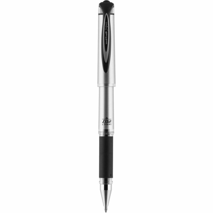 uniball 207 Impact Gel Pens - Refillable - Black Ink - Gel-based - Silver Barrel - 1 Dozen