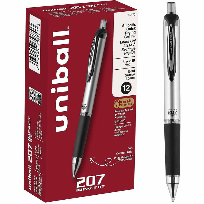 uniball 207 Impact Retractable Gel Pens - uniball™ 207 Impact Retractable Gel Pens, Bold Point (1.0mm), Black, 1 Each