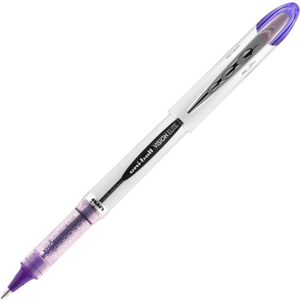 uniball&trade; Vision Elite Rollerball Pen - 0.8 mm (0.03") Bold Pen Point - Refillable - Violet Ink - Gel-based - Light Gray Barrel - 1 Each