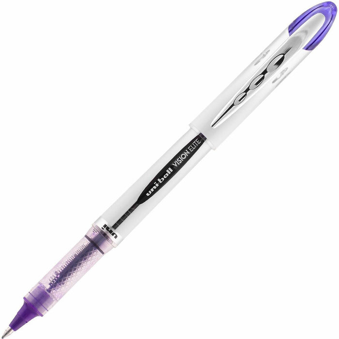 uniball™ Vision Elite Rollerball Pen - Refillable - Violet Ink - Gel-based - Light Gray Barrel - 1 Each