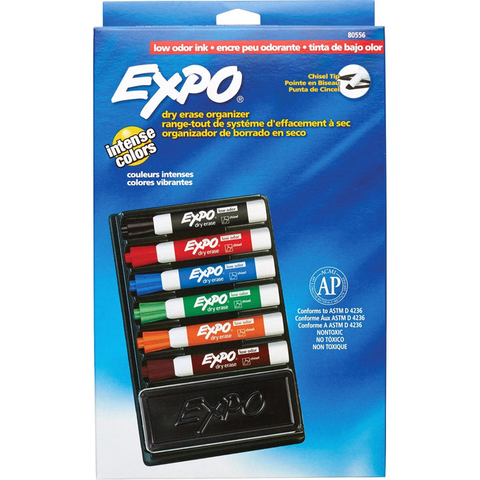 Expo 7-piece Dry Erase Organizer Kit - Red, Blue, Green, Orange, Brown, Black Ink - Assorted Barrel - 6 / Set