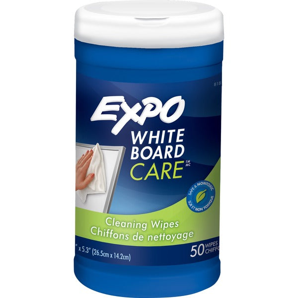 Expo White Board Cleaning Towelettes - 6" (152.40 mm) Width x 9" (228.60 mm) Length - Used as Stain Remover, Mark Remover - Reusable, Pre-moistened, Non-toxic - White - Cloth - 50 - 1 Each