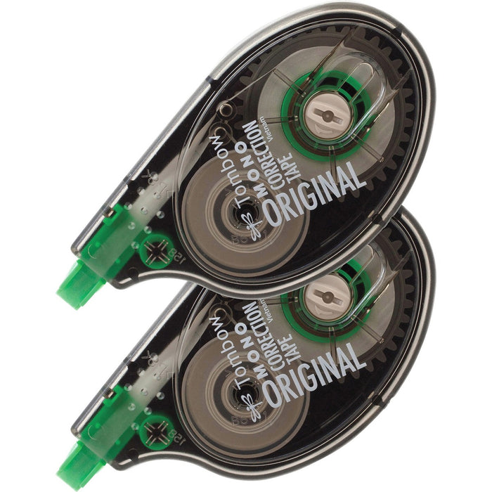 Tombow Original Mono Correction Tape - 0.16" (4 mm) Tape Width x 32.8 ft (10 m) Tape Length - 1 Line(s) - White Tape - Ergonomic Dispenser - Acid-free, Non-refillable - White - 2 / Pack