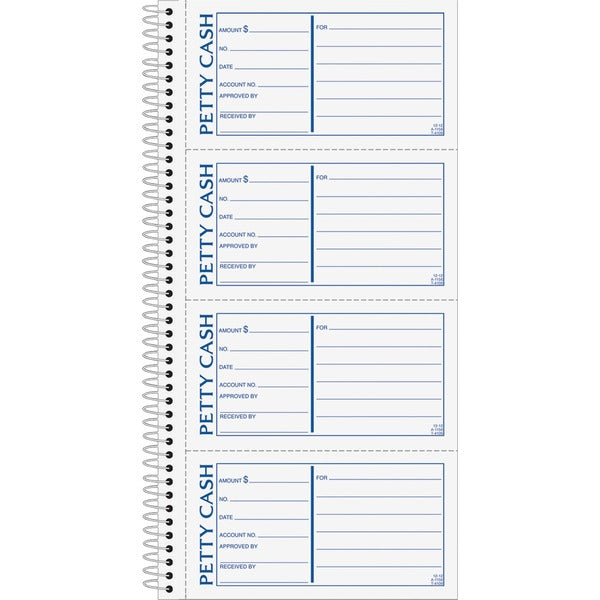 TOPS Duplicate Petty Cash Book - Wire Bound - 2 Part - Carbonless Copy - 2.75" (69.85 mm) x 5" (127 mm) Form Size - 5 1/2" (14 cm) x 11" (27.9 cm) Sheet Size - White, Yellow - Blue, Red Print Color - 1 Each