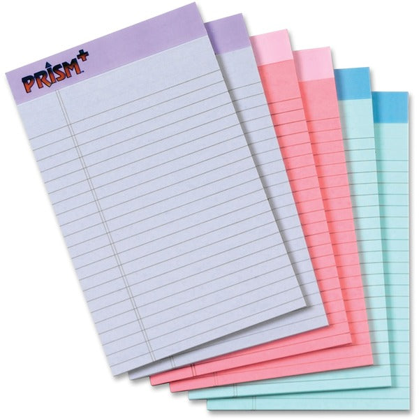 TOPS Prism Plus Legal Pads - Jr.Legal - 50 Sheets - 0.28" (7.11 mm) Ruled - 16 lb (7257.48 g) Basis Weight - Jr.Legal - 5" (12.70 cm) x 8" (20.32 cm) Sheet Size - Assorted Paper - Perforated, Hard Cover, Rigid, Easy Tear - 1 Pack