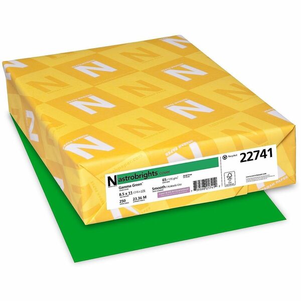 Neenah Color Card Stock - Gamma Green - Letter - 8 1/2" (215.90 mm) x 11" (279.40 mm) - 65 lb (29483.50 g) Basis Weight - Smooth - Green Seal - Acid-free, Lignin-free, Durable, Heavyweight - Gamma Green - 250 / Pack
