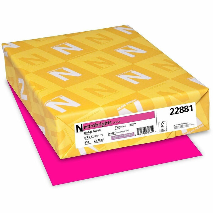 Astrobrights Color Card Stock - Fireball Fuchsia - Letter - 8 1/2" (215.90 mm) x 11" (279.40 mm) - 65 lb (29483.50 g) Basis Weight - Smooth - Acid-free, Lignin-free, Durable, Heavyweight - Fireball Fuchsia - 1 Pack
