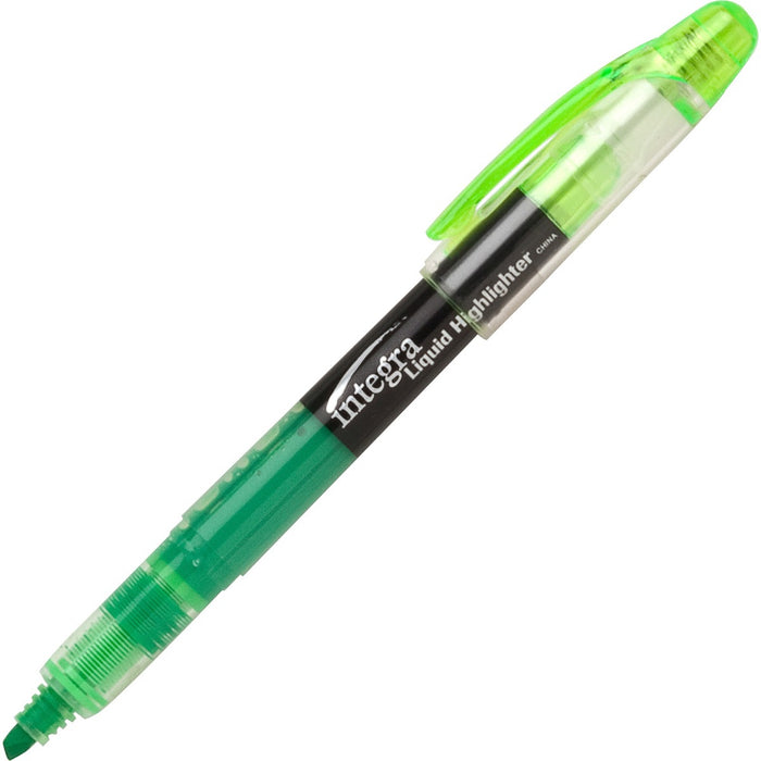 Integra Liquid Highlighters - Chisel Marker Point Style - Green - 1 Dozen