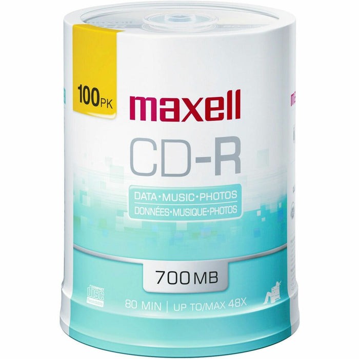 Maxell CD Recordable Media - CD-R - 48x - 700 MB - 100 Pack Spindle - 120mm - Single-layer Layers - Printable - Inkjet, Thermal Printable - 1.33 Hour Maximum Recording Time