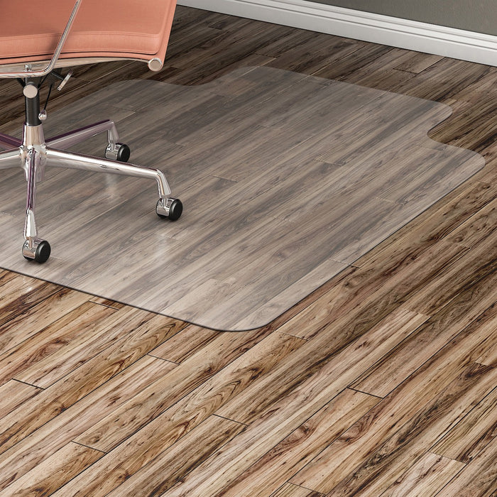 Lorell Wide Lip Chairmat - Hard Floor, Wood Floor, Vinyl Floor, Tile Floor - 60" (1524 mm) Length x 46" (1168.40 mm) Width x 0.095" (2.41 mm) Thickness - Lip Size 12" (304.80 mm) Length x 25" (635 mm) Width - Vinyl - Clear - 1Each