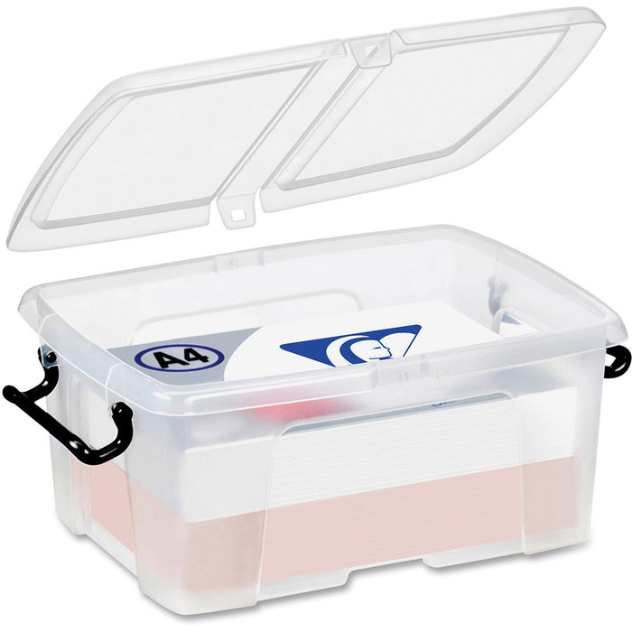 Greenside Smart Storage Box - Internal Dimensions: 9.75" (247.65 mm) Width x 13.75" (349.25 mm) Depth x 6.50" (165.10 mm) Height - External Dimensions: 11.3" Width x 16" Depth x 7.3" Height - 12 L - Polypropylene - Clear - For Stationary - 1 Each