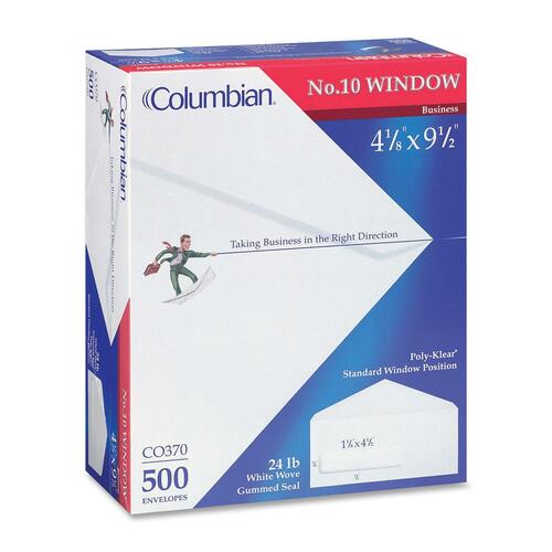 Poly Klear Columbian Poly-Klear Standard Window Envelopes - Single Window - 4 1/4 ...