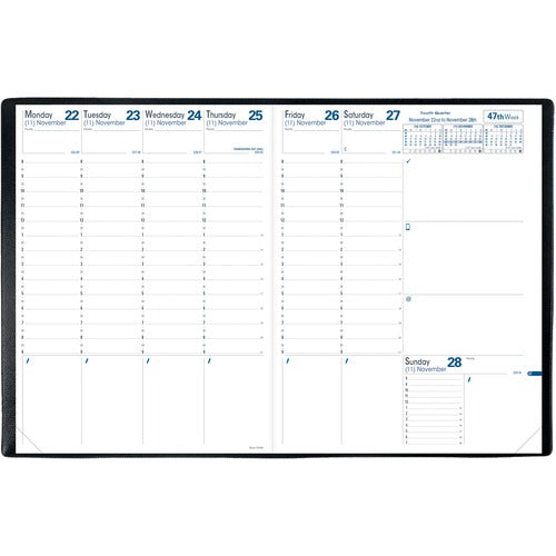 Quo Vadis Trinote Refill English - 13 Month - December 2023 - December 2024 - 8:00 AM to 9:00 PM - Hourly - 1 Week Double Page Layout - Stitched - White - Paper - 7.1" Height x 9.4" Width - Note Page, Maps, Time Zone, Detachable Corner, Appointment Schedu