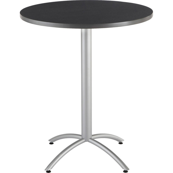 Iceberg CafeWorks 36" Round Bistro Table - For - Table TopMelamine Round Top - Powder Coated Base x 1.1" Table Top Thickness x 36" Table Top Diameter - 42" Height - Graphite - 1 Each