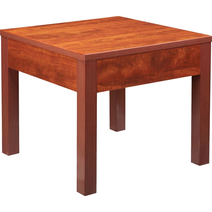 Lorell Occasional Corner Table - For - Table TopSquare Top - Square Leg Base - 24" Table Top Length x 24" Table Top Width x 1" Table Top Thickness - 20" Height x 23.9" Width x 23.9" Depth - Assembly Required - Cherry, Melamine - 1 Each