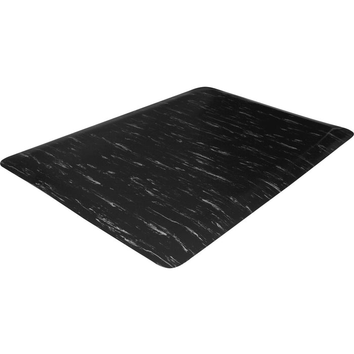 Genuine Joe Marble Top Anti-fatigue Mats - Office, Airport, Bank, Copier, Teller Station, Service Counter, Assembly Line, Industry - 24" (609.60 mm) Width x 36" (914.40 mm) Depth x 0.500" (12.70 mm) Thickness - High Density Foam (HDF) - Black Marble - 1Ea