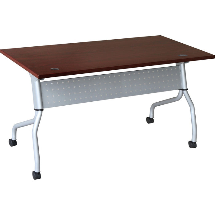 Lorell Flip Top Training Table - For - Table TopRectangle Top - Four Leg Base - 4 Legs x 23.6" Table Top Width x 60" Table Top Depth - 29.5" Height x 59" Width x 23.6" Depth - Assembly Required - Mahogany - Nylon - 1 Each