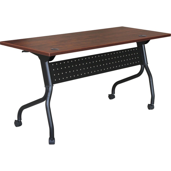 Lorell Flip Top Training Table - For - Table TopRectangle Top - Four Leg Base - 4 Legs x 48" Table Top Width x 23.6" Table Top Depth - 29.5" Height x 47.3" Width x 23.6" Depth - Mahogany - Melamine, Nylon - 1 Each