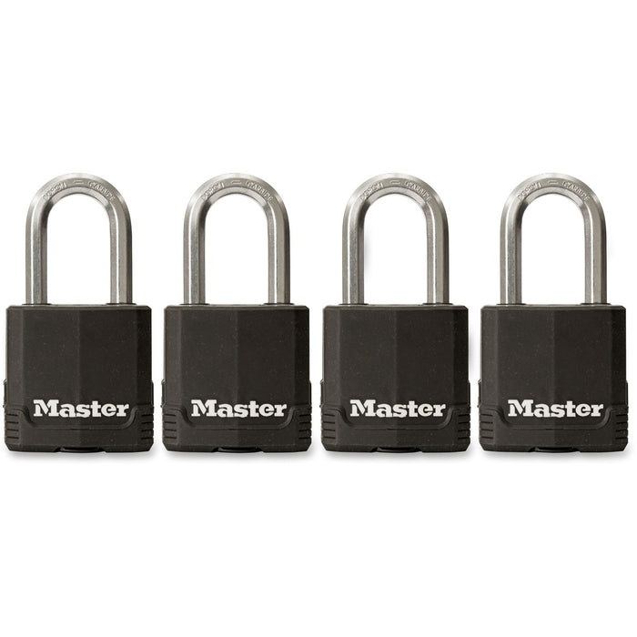 Master Magnum 140DLH Padlock - 1.50" (38.10 mm) Shackle Diameter - Pry Resistant - Laminated Steel, Stainless Steel, Zinc, Steel - Black - 3 / Pack