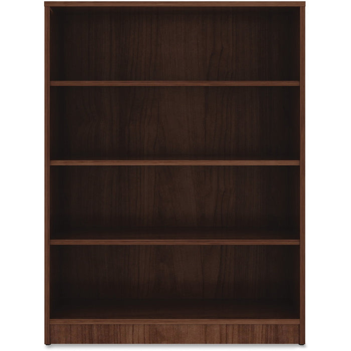 Lorell Laminate Bookcase - 4 Shelf(ves) - 48" Height x 36" Width x 12" Depth - Sturdy, Adjustable Feet - Walnut - Laminate - 1 Each