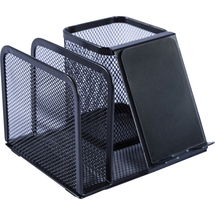 Lorell Mesh Desktop Organizer - 5.1" Height x 5.1" Width5.7" Length%Desktop - Durable - Black - Metal - 1 Each