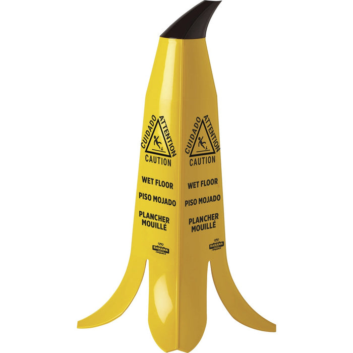 Impact 2' Banana Safety Cone - 1 / Each - CAUTION Print/Message - 11" (279.40 mm) Width x 24" (609.60 mm) Height - Banana Cone Shape - Yellow