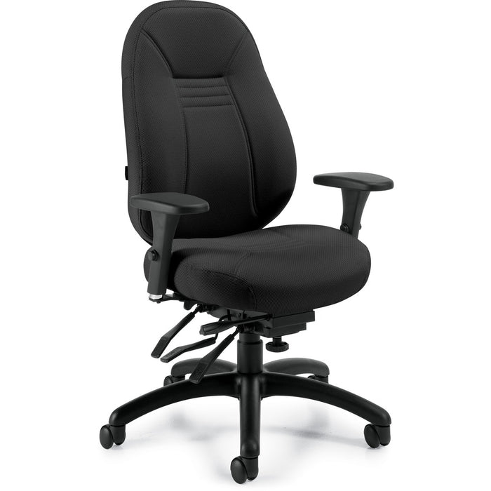 Global ObusForme 44" Multi-tier Chair - Black Seat - Black Back - Mid Back - 5-star Base - 1 Each