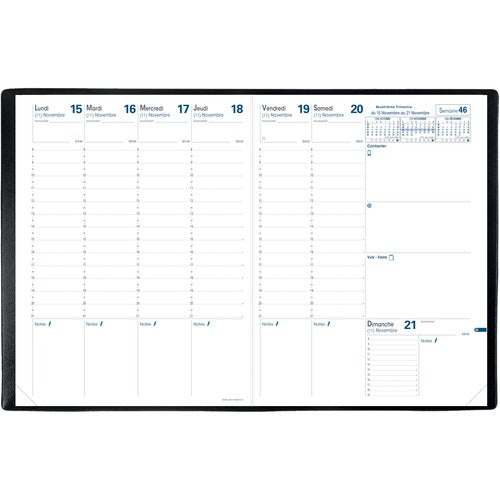 Quo Vadis Trinote Weekly Refill - French - Julian Dates - Weekly - 13 Month - December 2023 - December 2024 - 8:00 AM to 9:00 PM - Hourly - 1 Week Double Page Layout - Stitched - White - Paper - 7.1" Height x 9.4" Width - Appointment Schedule, Notebook Se