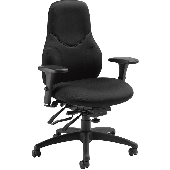 Global Tritek Ergo Select High Back Multi-Tilter, Standard Seat - Black Seat - Black Foam Back - Black Frame - High Back - 5-star Base - Armrest - 1 Each