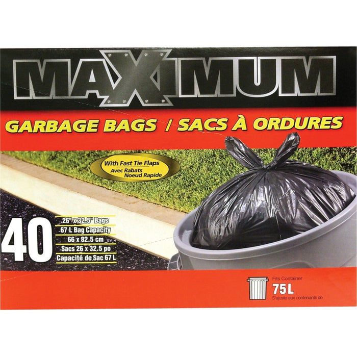 Polyethics Trash Bag - 26" (660.40 mm) Width x 32" (812.80 mm) Length - Black - 40/Box - Garbage