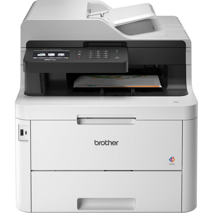 Brother MFC-L3770CDW Wireless LED Multifunction Printer - Color - Copier/Fax/Printer/Scanner - 25 ppm Mono/25 ppm Color Print - 2400 x 600 dpi Print - Automatic Duplex Print - Up to 30000 Pages Monthly - Color Scanner - 1200 dpi Optical Scan - Monochrome