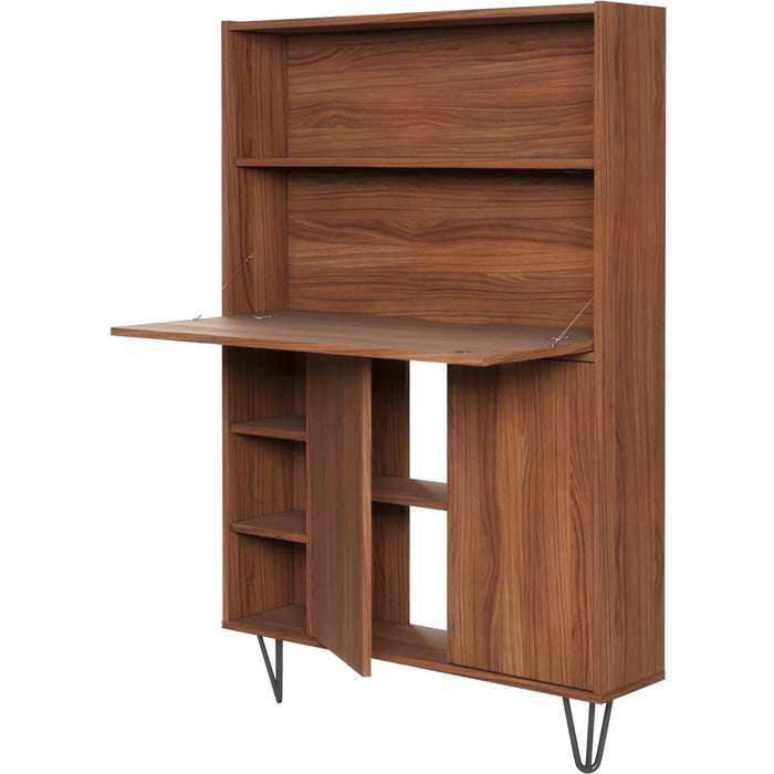 Nexera Secretary Desk - For - Table TopLaminated Top - Assembly Required - Walnut - Melamine Top Material - 1 Each