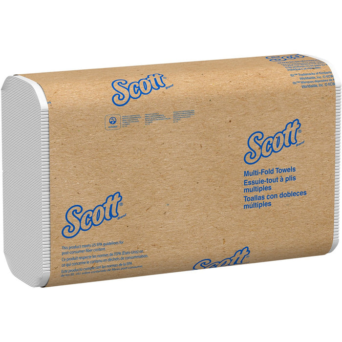 Scott Multifold Paper Towels with Absorbency Pockets - 9.2" x 9.4" - White - Paper - Recyclable, Soft, Absorbent - 250 Per Pack - 16 / Carton