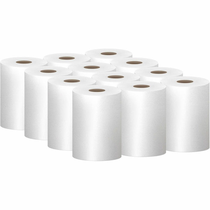 Scott Essential Universal Hard Roll Towels with Absorbency Pockets - 8" x 400 ft - White - Paper - Absorbent, Nonperforated - 12 / Carton